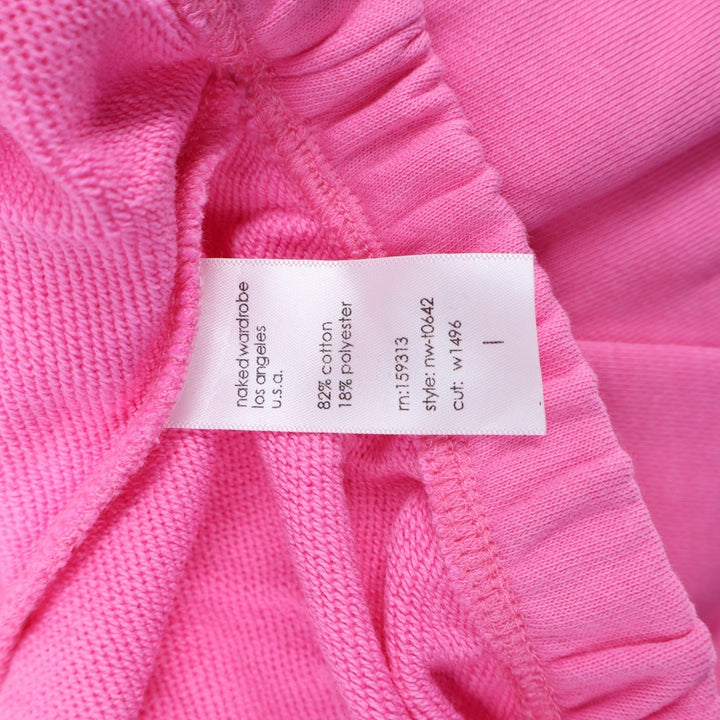 Naked Wardrobe Women's Pink Cropped Hoodie Sweatshirt Size L