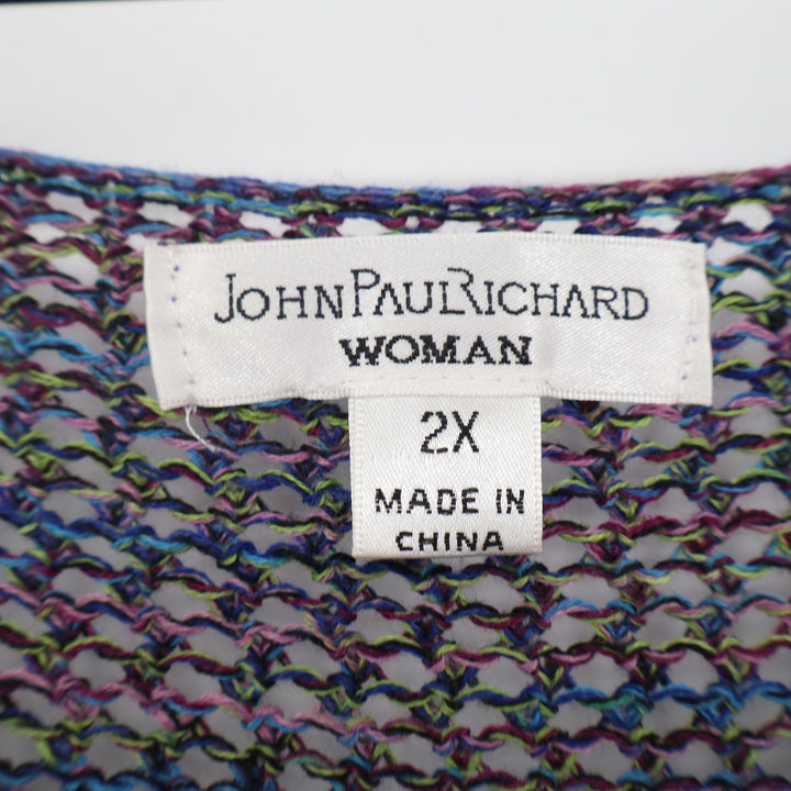 John Paul Richard Sweater Womens 2X Multi Space Dye Open Knit Exc