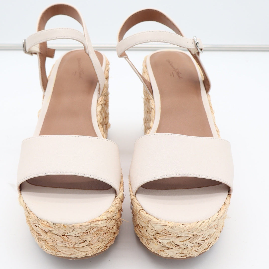 Universal Thread Cream Woven Espadrille Platform Wedge Sandals 9.5