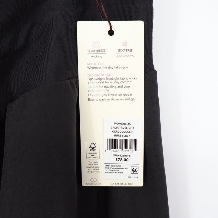CALIA TrueLight Cargo Jogger Pants Womens XS Pure Black New