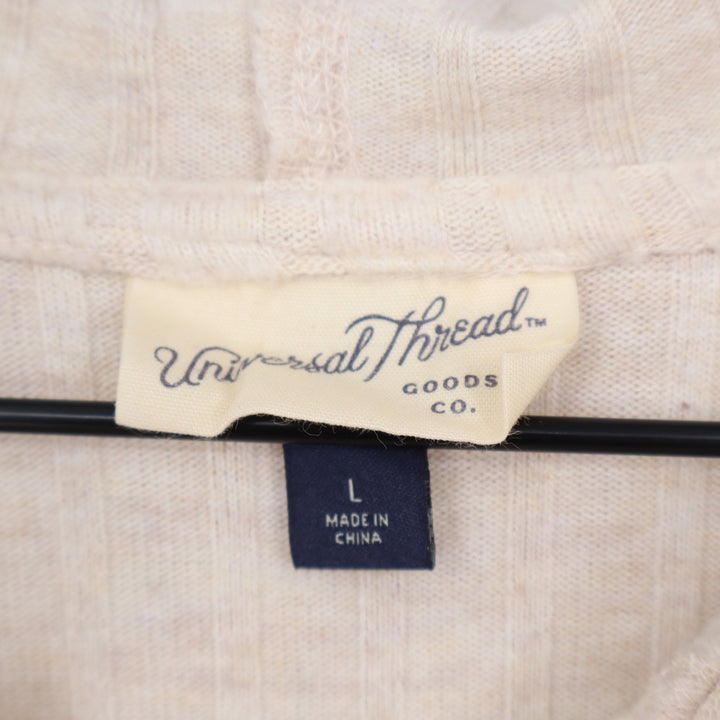 Universal Thread Cream Ribbed Quarter Zip Cropped Hoodie Sweatshirt Large