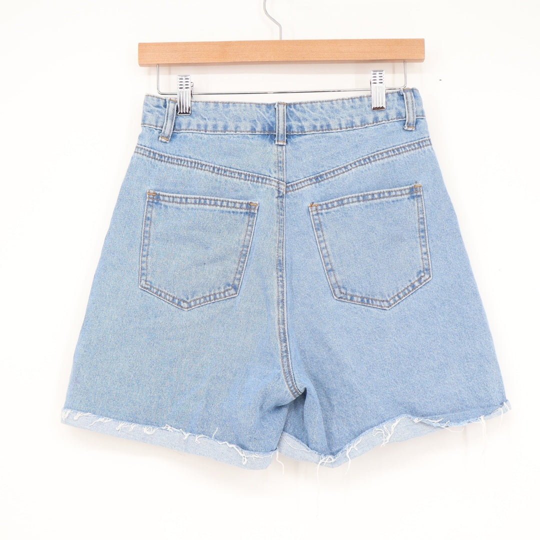 Cider High Waisted Light Wash Denim Shorts Raw Hem Light Blue Womens Size S