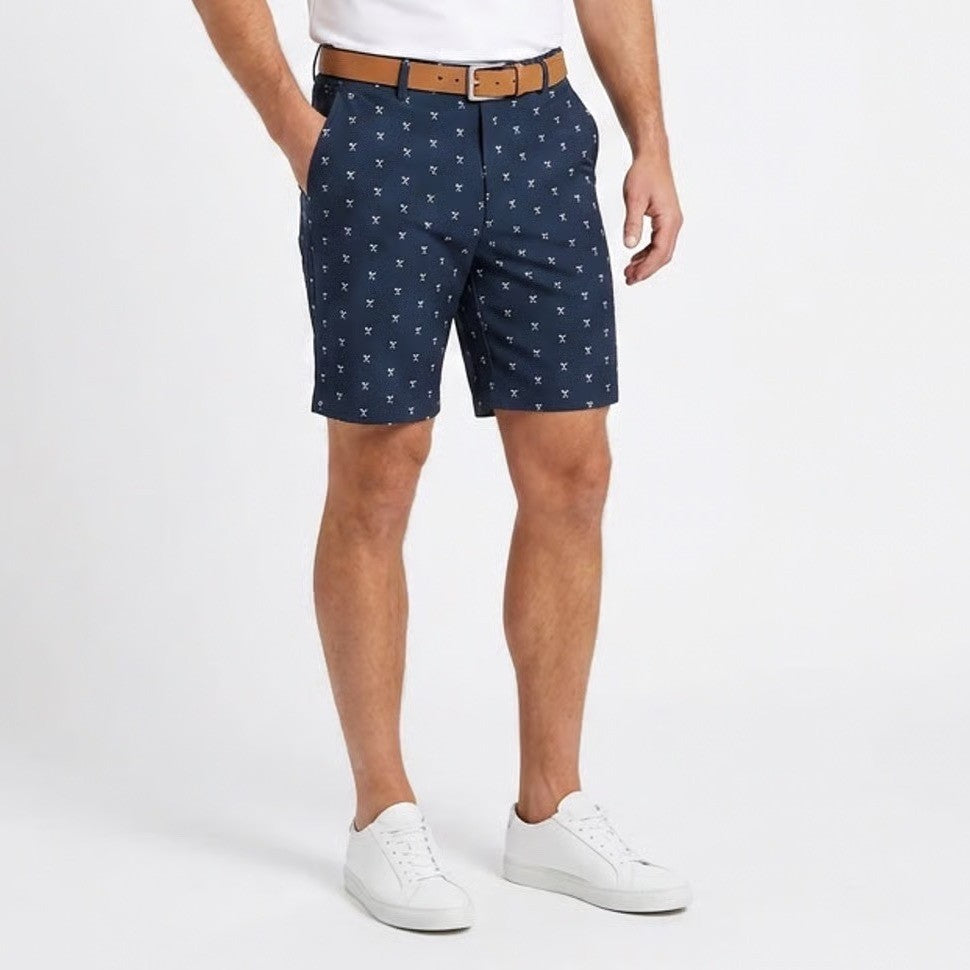 Walter Hagen Perfect 11 Chino Shorts Men 42 Navy All Over Print Performance Golf