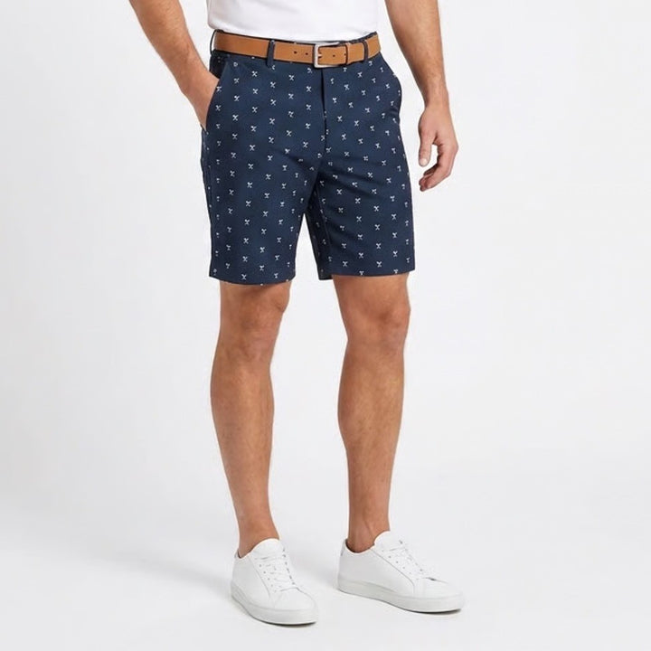 Walter Hagen Perfect 11 Chino Shorts Men 42 Navy All Over Print Performance Golf