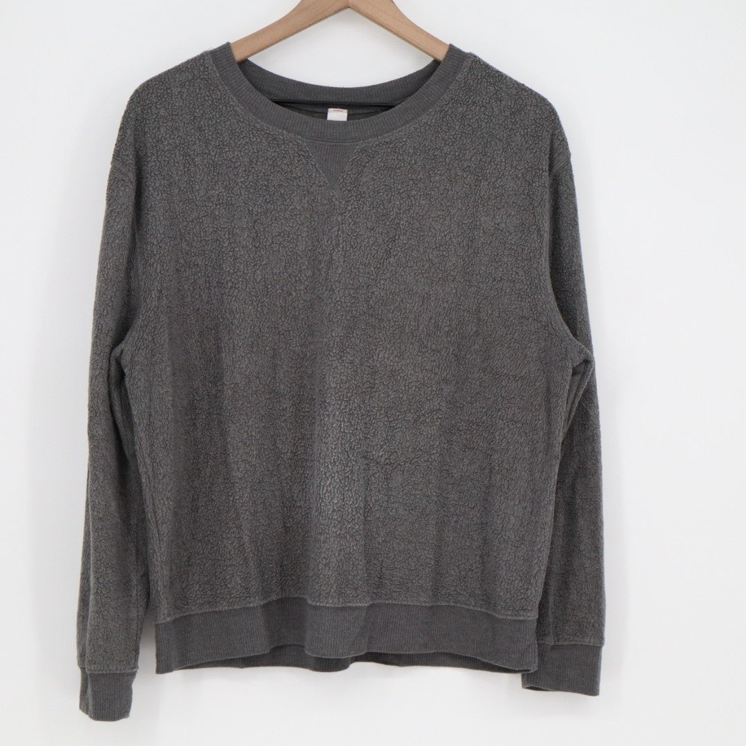 No Boundaries Sweatshirt Womens L (15-17) Gray Fleece Rayon Ribbed Hem Crew Neck