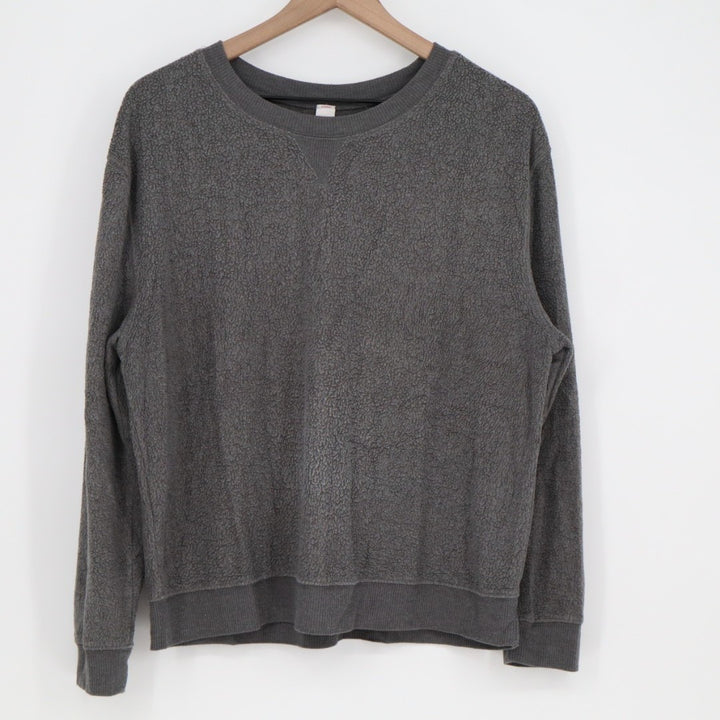 No Boundaries Sweatshirt Womens L (15-17) Gray Fleece Rayon Ribbed Hem Crew Neck
