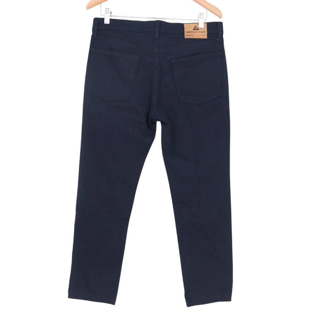 American Giant Roughneck Pants Mens 30x32 Blue Stretch Canvas Straight Workwear