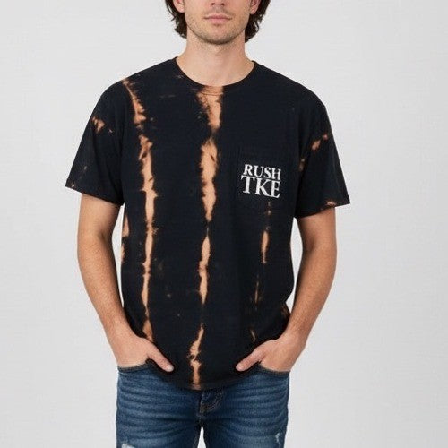 Gildan Ultra Cotton Rush TKE Tri Society 2012 Black Bleached Tie Dye Tee Size L