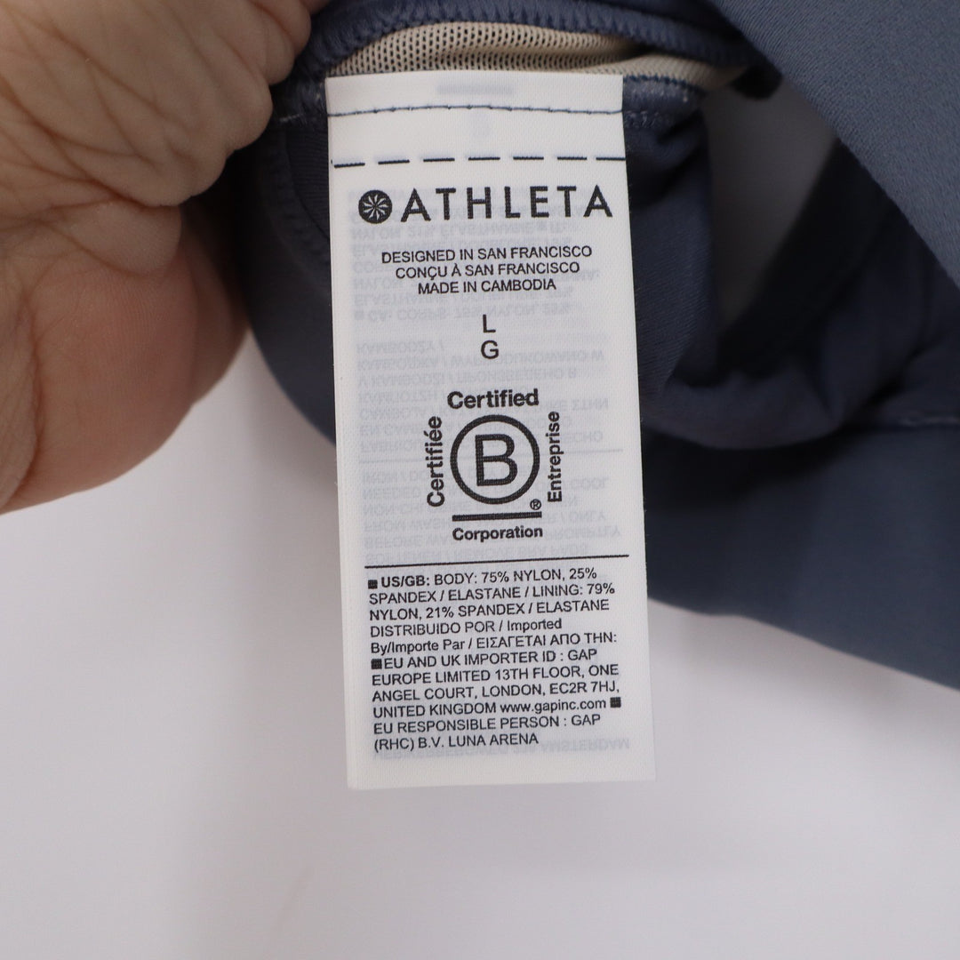 Athleta Vital Cinch Bra Slate Blue Grey Light Impact Sports Bra A-C Cup Large