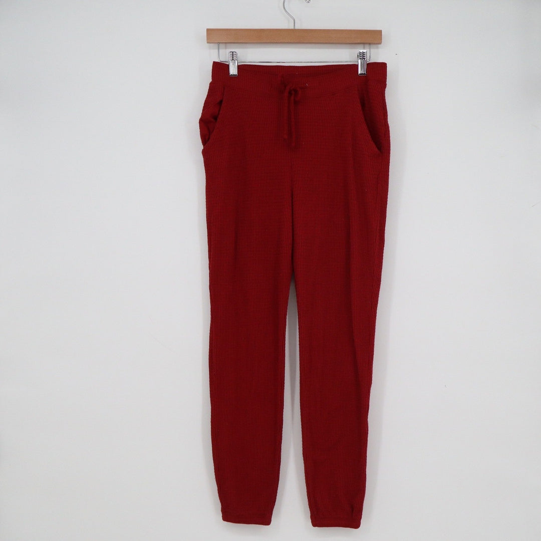 Gilly Hicks Womens Waffle Knit Jogger Pants Dark Red Drawstring Waist Medium