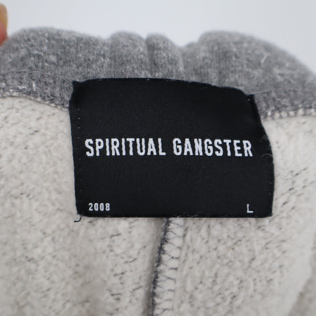 Spiritual Gangster Mens Gray Star Graphic Jogger Sweatpants Size L Fleece Lined