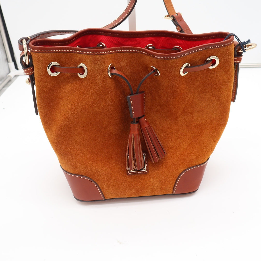 Dooney & Bourke Honey Suede Crossbody Drawstring Bucket Bag New