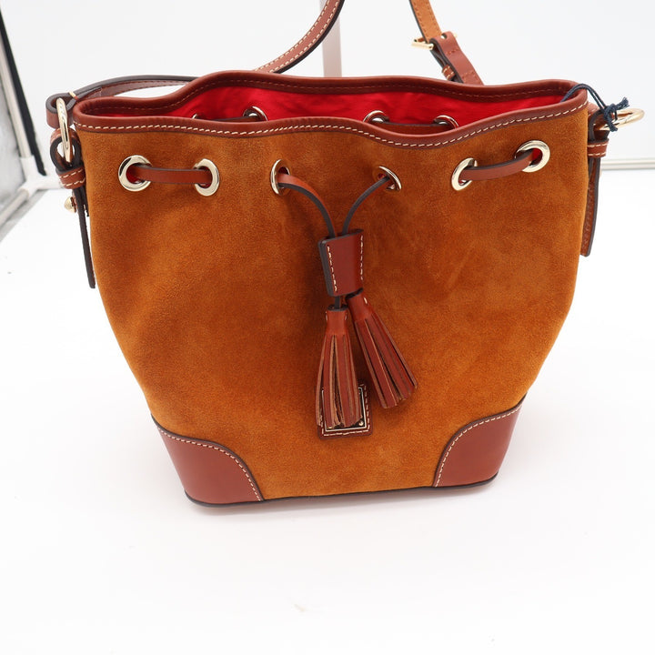 Dooney & Bourke Honey Suede Crossbody Drawstring Bucket Bag New