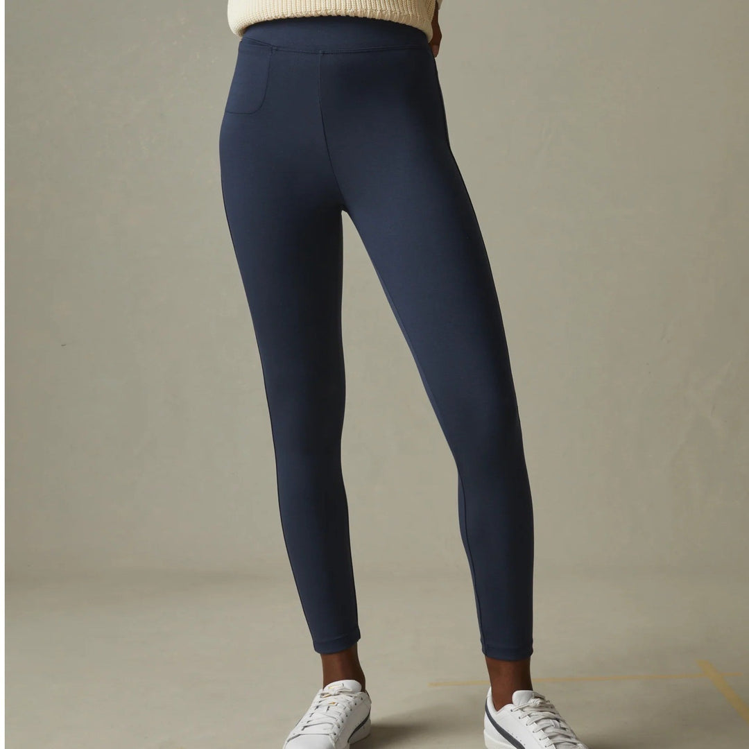 American Giant Ponte Slim Pants Womens 8 Navy Modal Stretch Made In USA