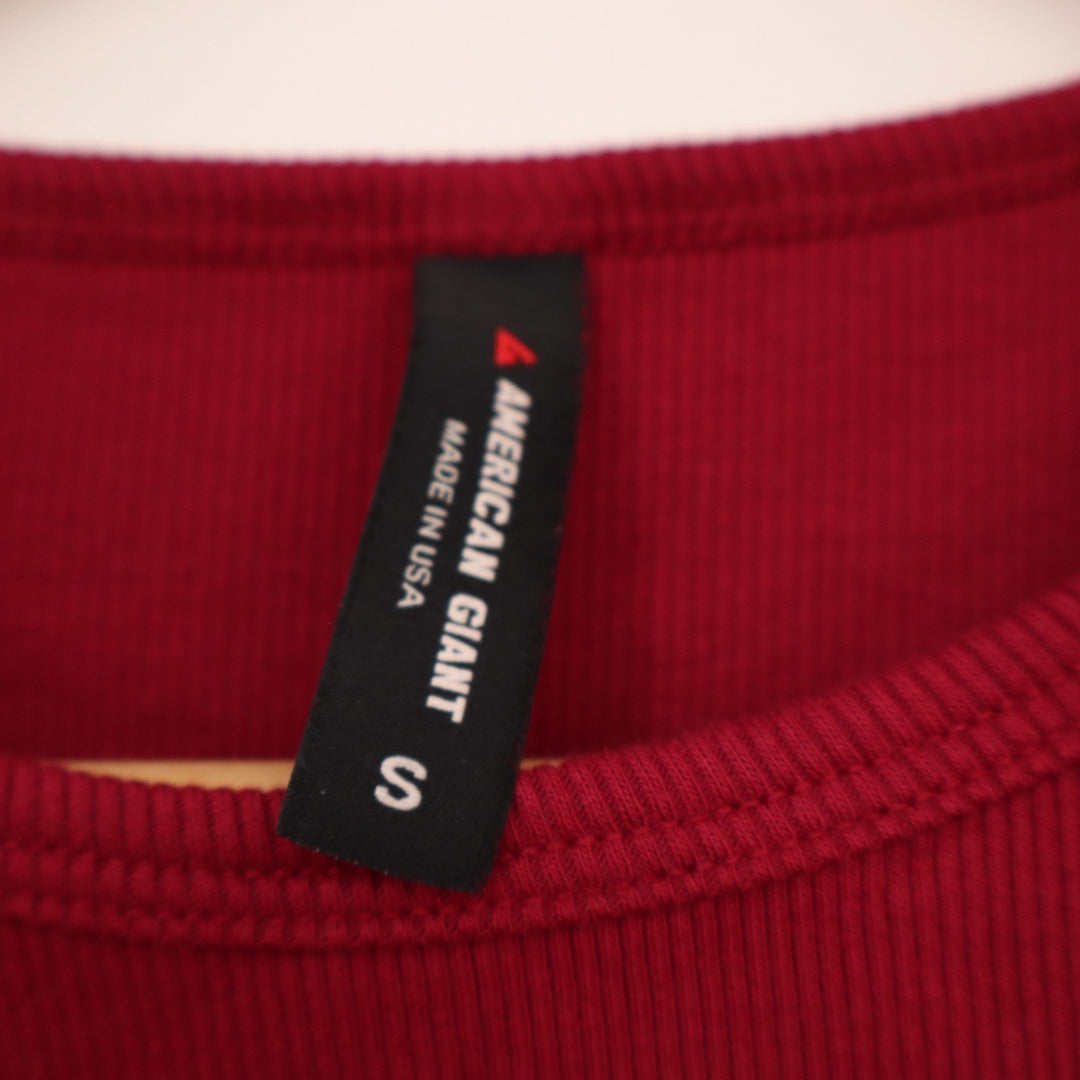 American Giant Luxe Rib Tee Shirt Women Small Red Cotton Stretch Slim Fit Casual