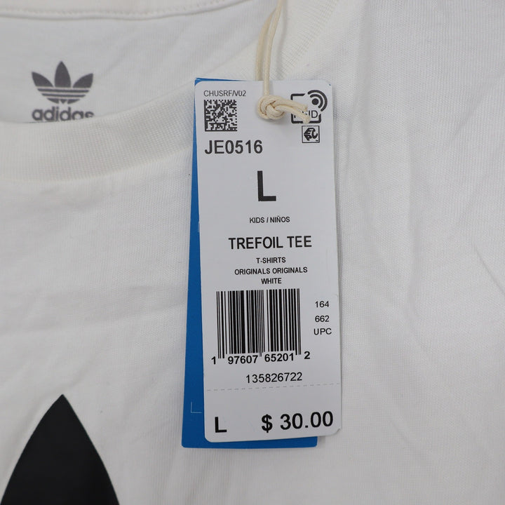 Adidas Originals Kids Trefoil Tee White Black Logo Graphic T-Shirt Size L