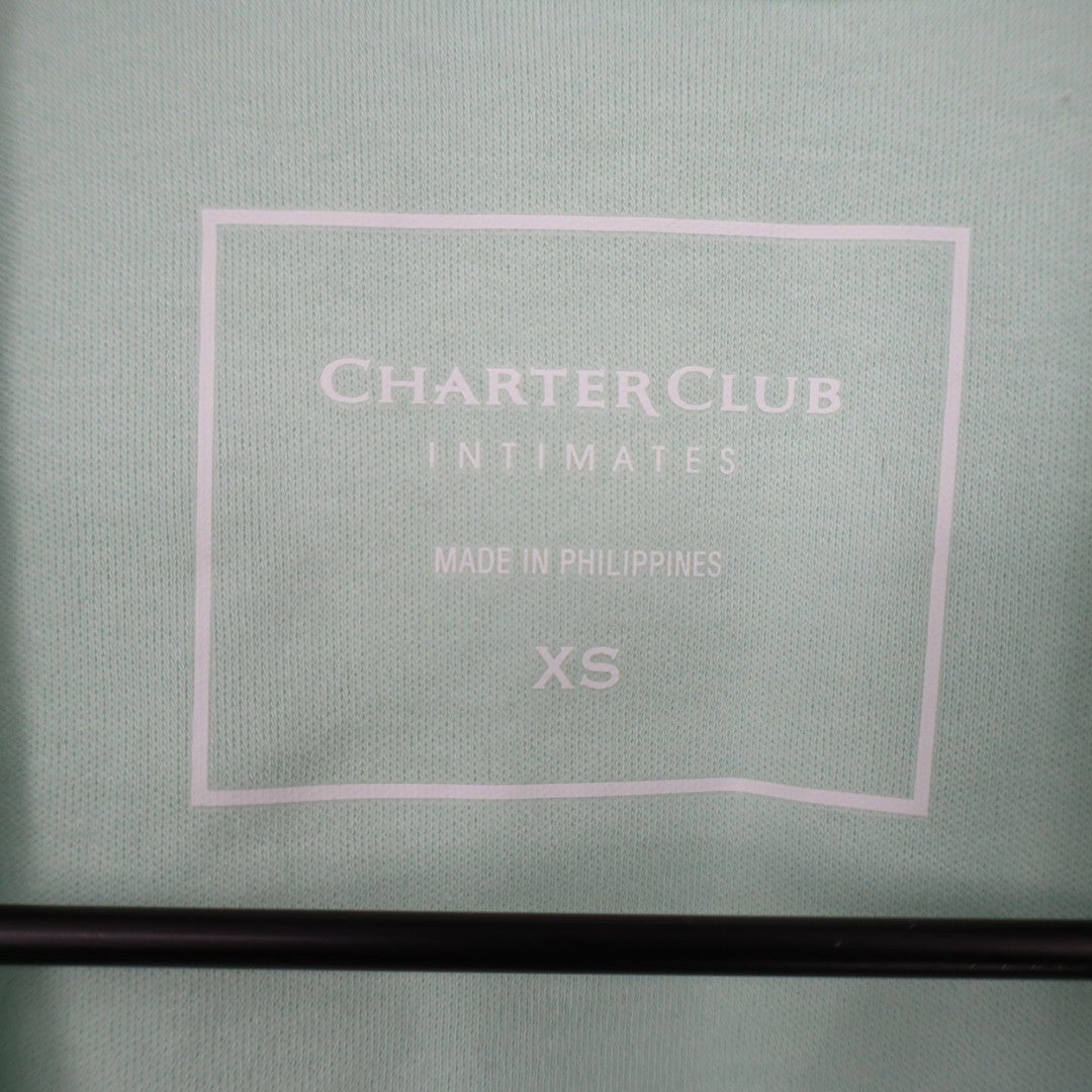 Charter Club Intimates Pajama Shirt Womens XS Green Lapel Collar Short Sleeve
