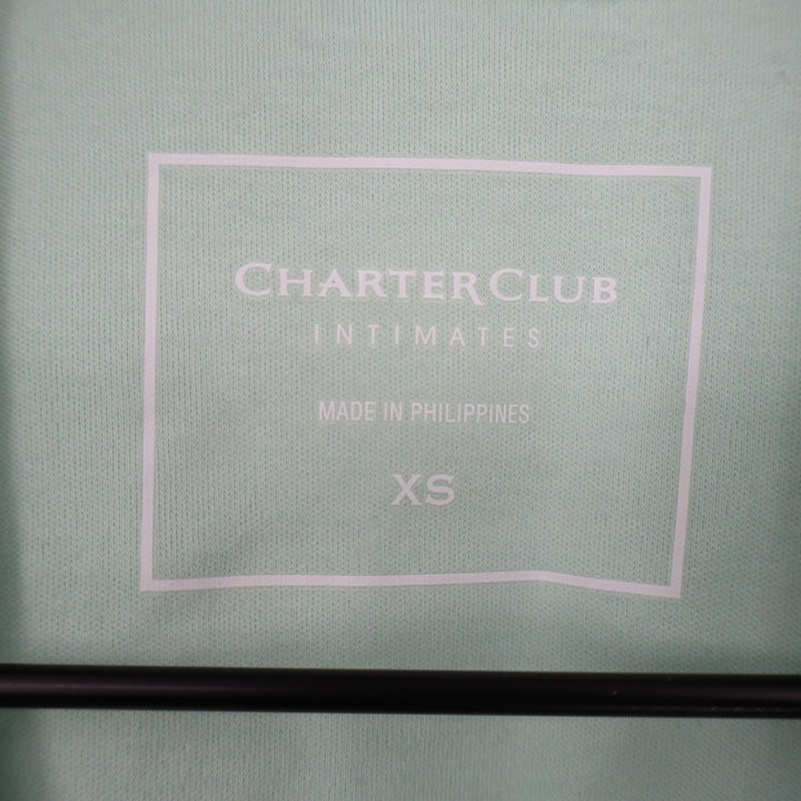 Charter Club Intimates Pajama Shirt Womens XS Green Lapel Collar Short Sleeve