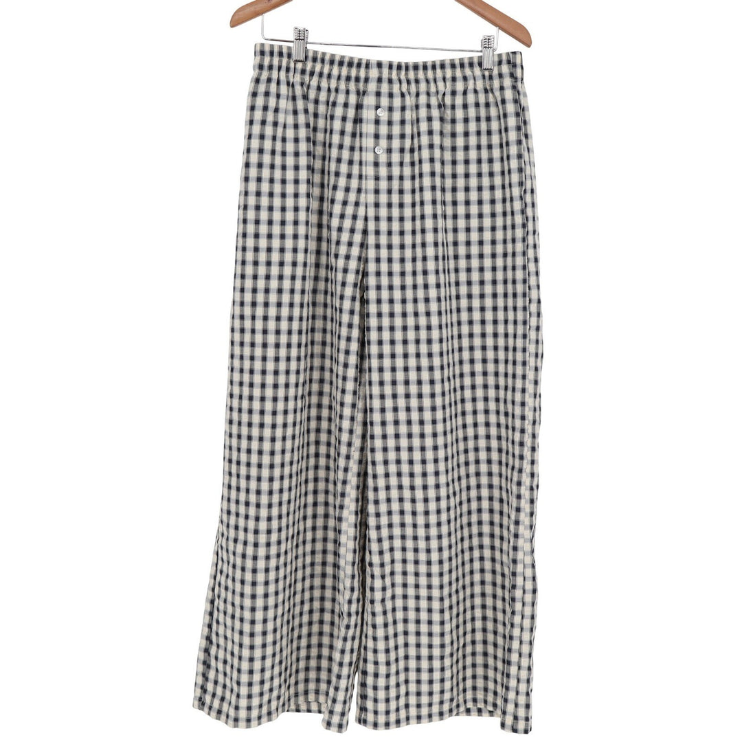 Sincerely Jules Navy Blue Gingham Wide Leg Elastic Waist Pants XL