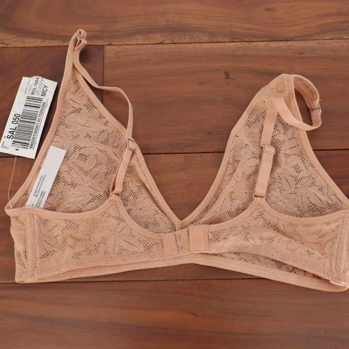 State Of Day Intimates Triangle Bra Womens XS Nude Lace Stretch Adjustable Strap