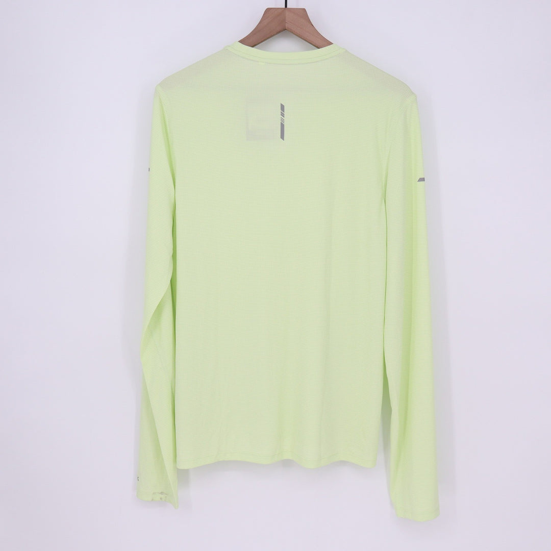 DSG Run LS Tee Mens Small Pale Neon Green Reflective Long Sleeve Training Shirt