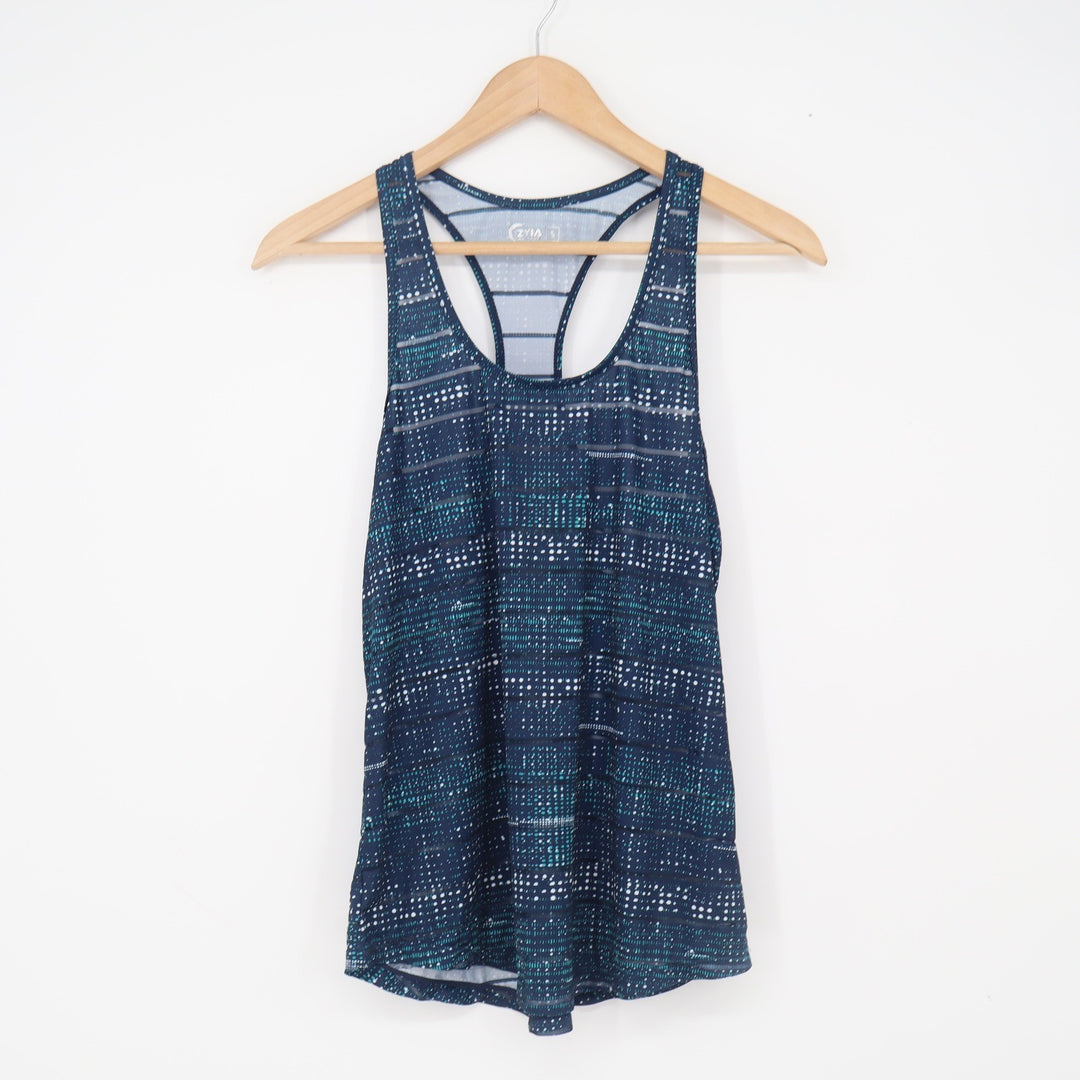 Zyia Active Tank Top Womens S ZA2374 Navy Blue Teal Racerback Mesh Excellent
