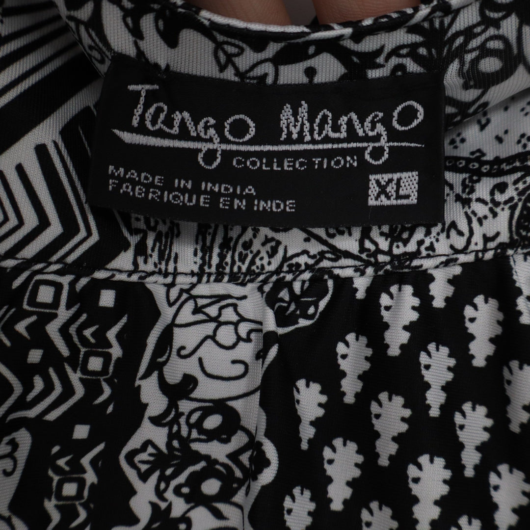 Tango Mango Collection Black White Tiered Ruffle Mixed Print Tank Dress XL