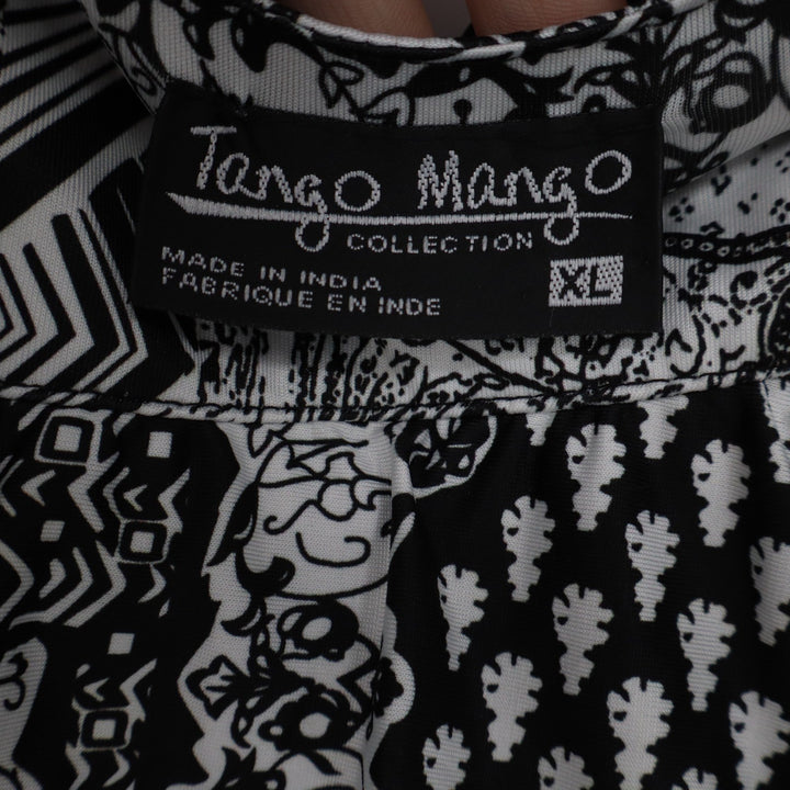 Tango Mango Collection Black White Tiered Ruffle Mixed Print Tank Dress XL