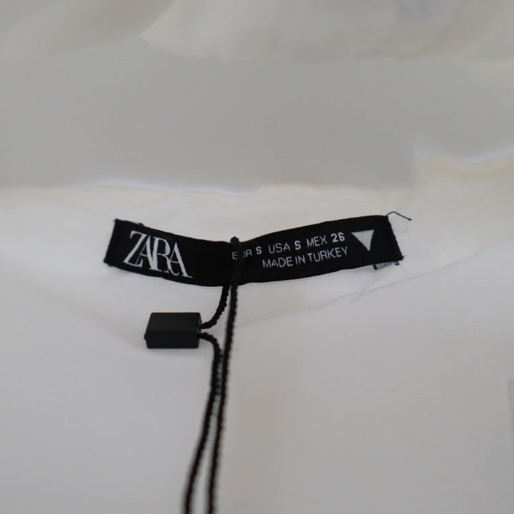 Zara Corset Top Women's Small White Satin Hook & Eye Front Off The Shoulder