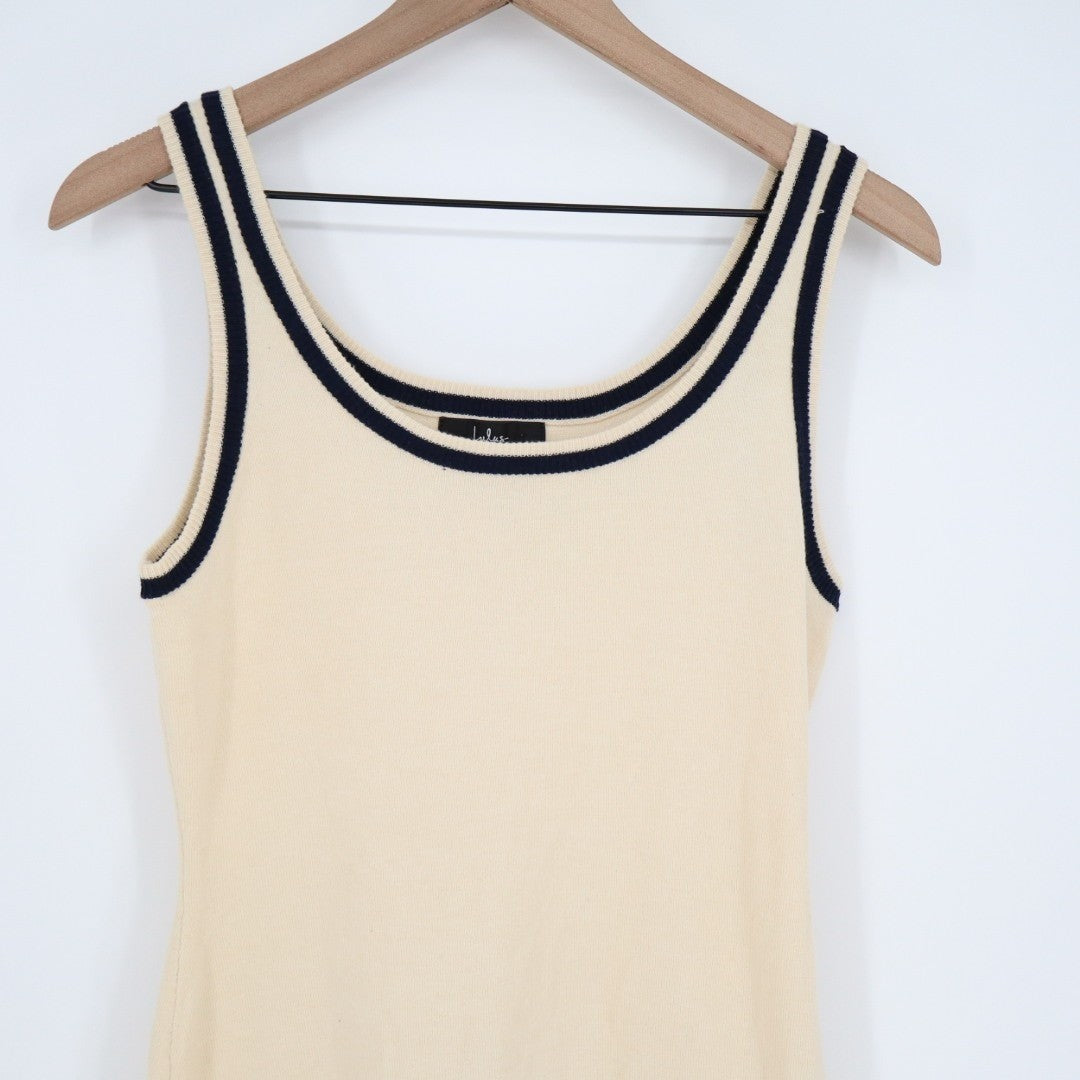 Lulus Sweater Mini Dress Womens Large Beige Knit Acrylic Lightweight Scoop Neck