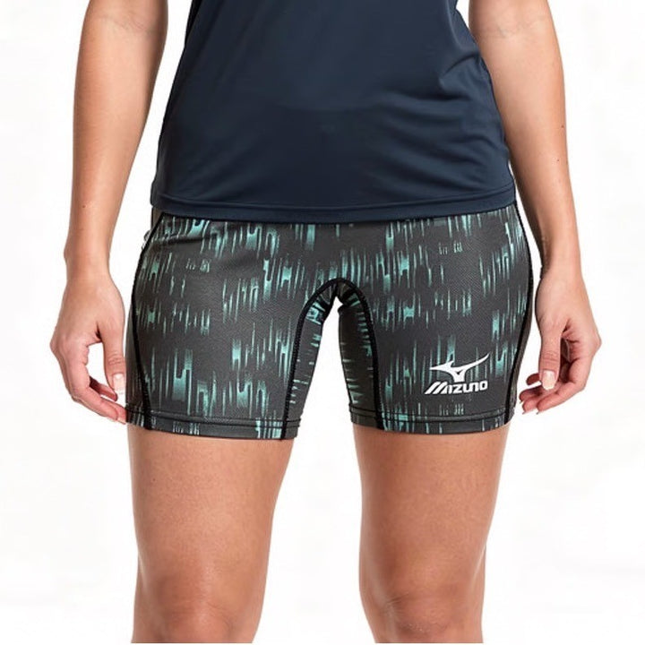 Mizuno Nighthawk Sliding Shorts Womens Small Black Teal Digital Print
