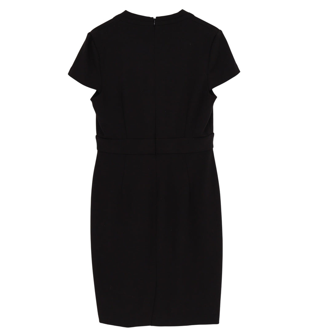 Catherine Catherine Malandrino Black V-Neck Sheath Dress Size 12 Cap Sleeve LBD