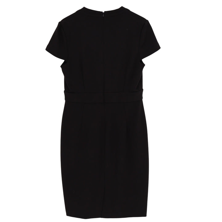 Catherine Catherine Malandrino Black V-Neck Sheath Dress Size 12 Cap Sleeve LBD