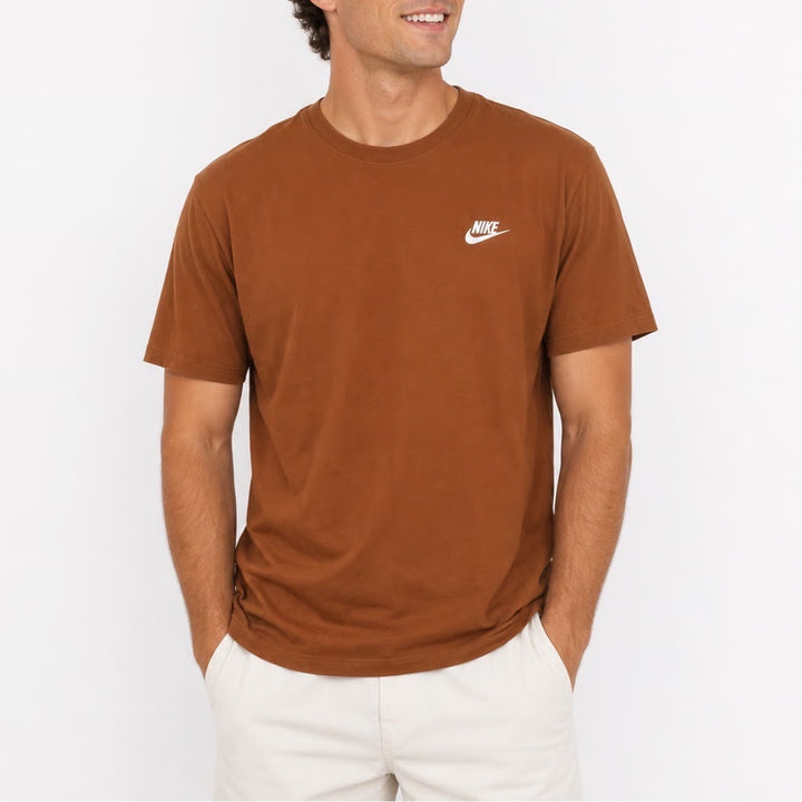 Nike Mens The Nike Tee Short Sleeve Cotton T-Shirt Brown Large