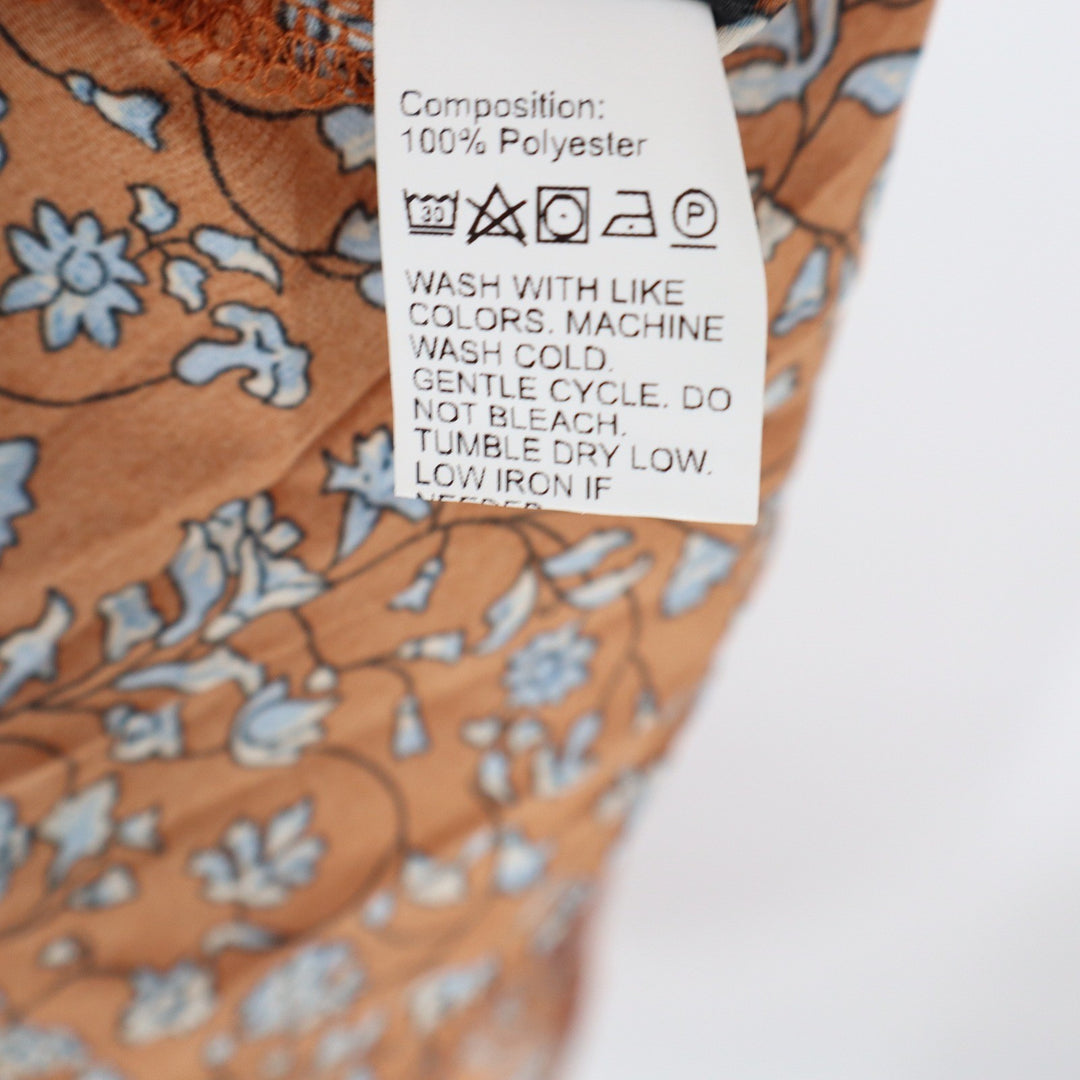 SHEIN Womens XL Rust Orange Floral Surplice V-Neck Spaghetti Strap Maxi Dress