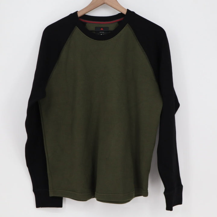 American Giant French Rib T-Shirt Mens M Olive Black Colorblock Raglan Sleeve