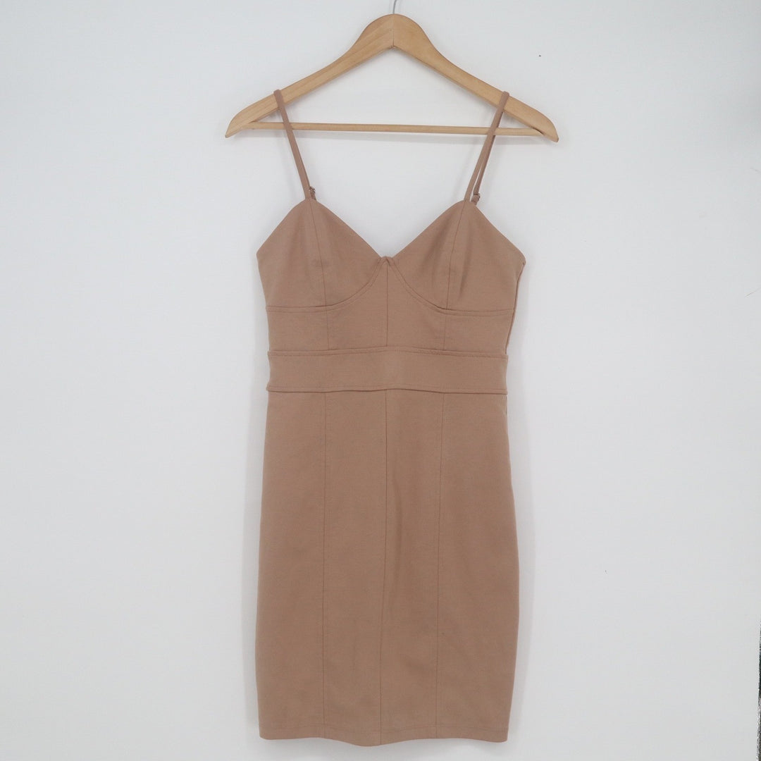 Forever 21 Tan Bustier Bodycon Mini Dress Size M Beige Spaghetti Strap