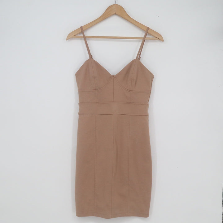 Forever 21 Tan Bustier Bodycon Mini Dress Size M Beige Spaghetti Strap