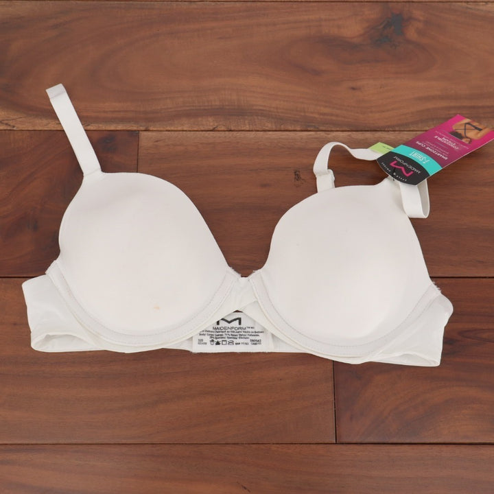 Maidenform One Fab Fit T-Shirt Bra Womens 32B White Underwire Adjustable Strap