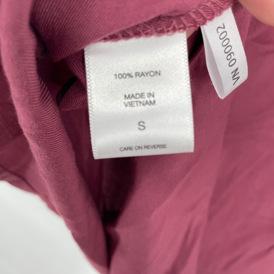 Soho New York & Company Jeans Mauve V Neck Roll Tab Sleeve Tunic Blouse Size S