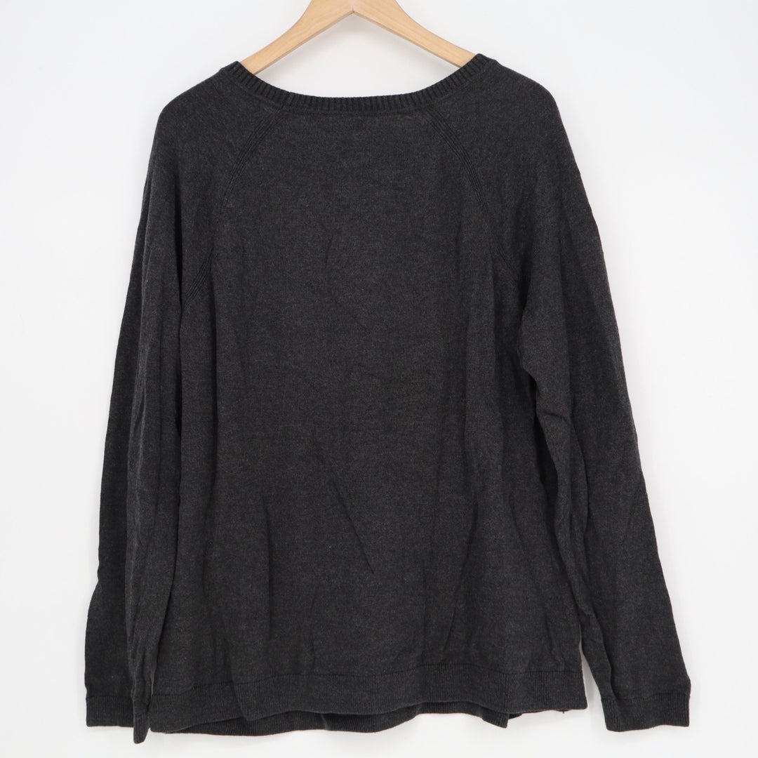 Sonoma Life + Style Sweater Womens XL Black Cotton Woven Textured Knit Ribbed
