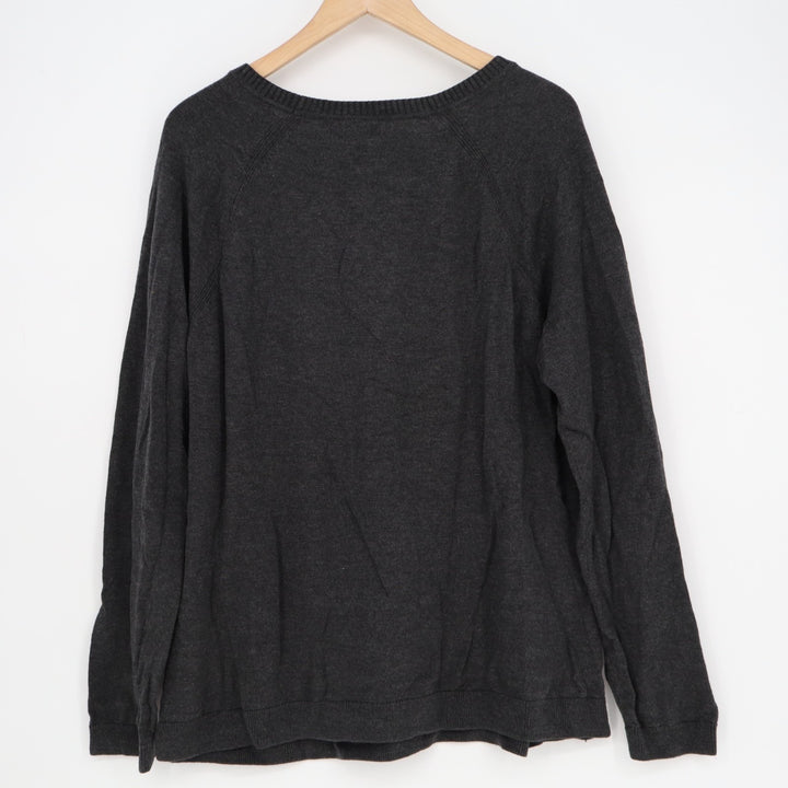 Sonoma Life + Style Sweater Womens XL Black Cotton Woven Textured Knit Ribbed