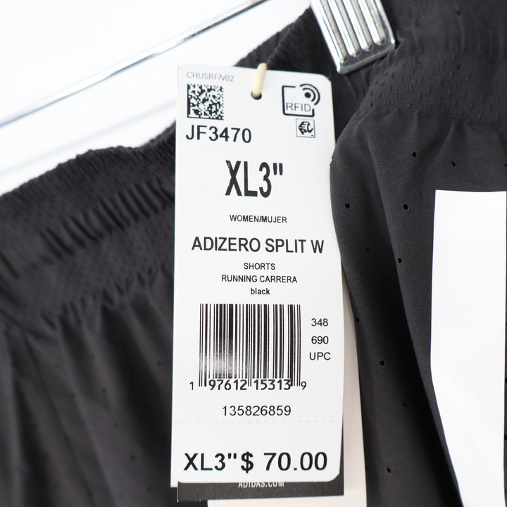 Adidas Adizero Split W Running Shorts Black White Womens XL 3 Inch Inseam