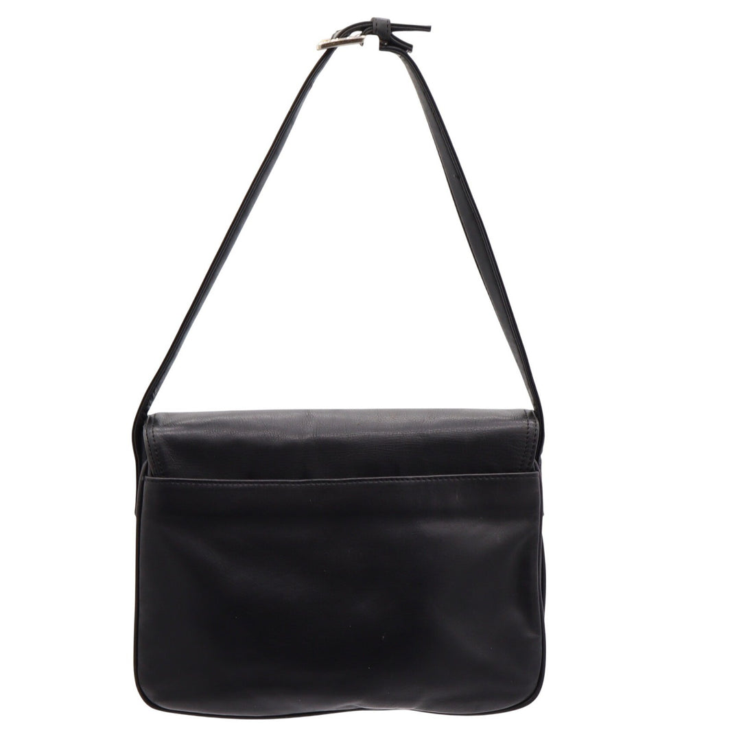 Giani Bernini Shoulder Bag Womens Medium Flap Over Black Leather Multi Pocket