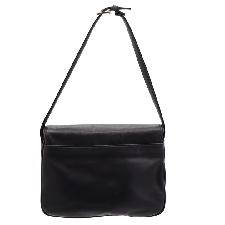 Giani Bernini Shoulder Bag Womens Medium Flap Over Black Leather Multi Pocket