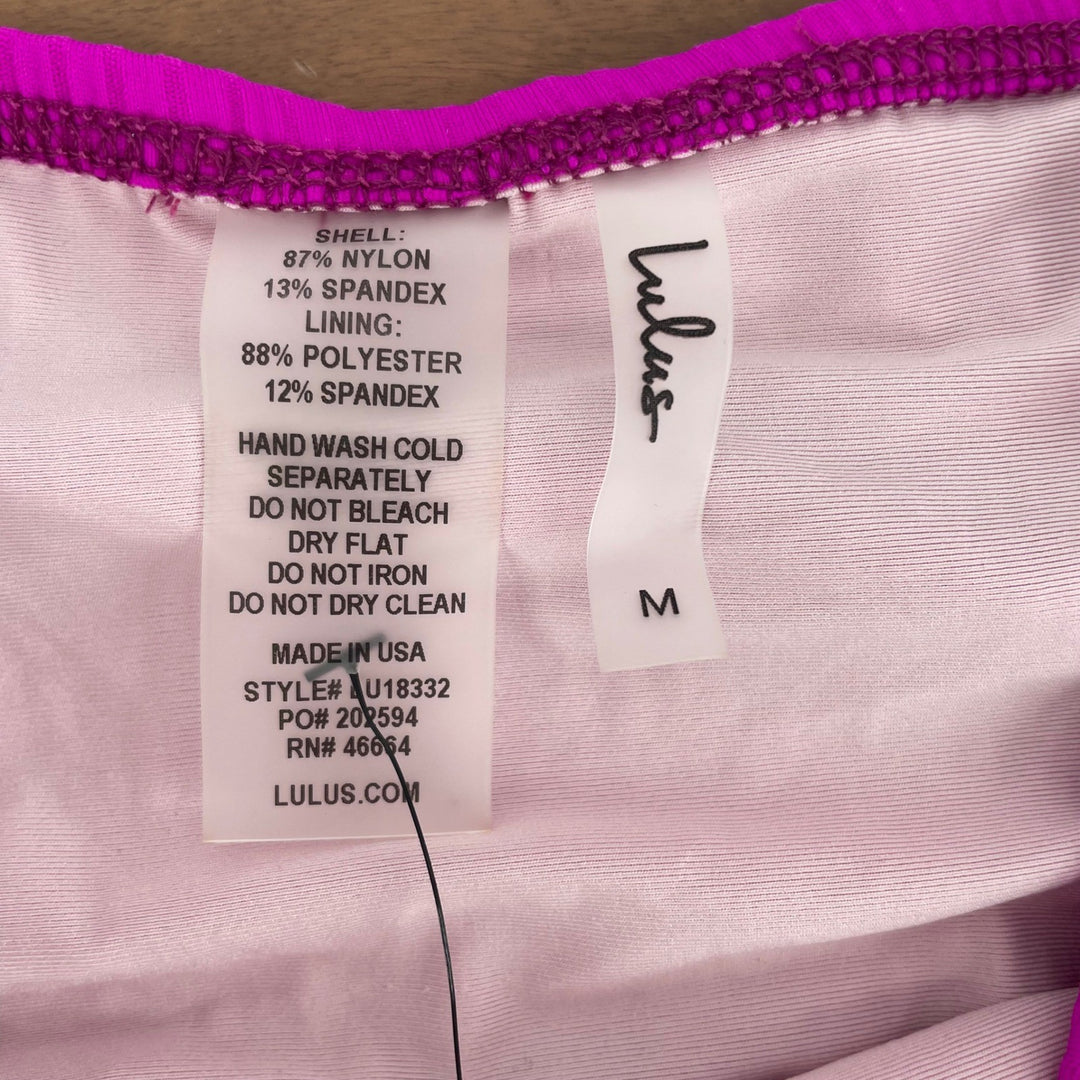 Lulus Ribbed High Waisted Bikini Bottoms Fuchsia Pink Size M