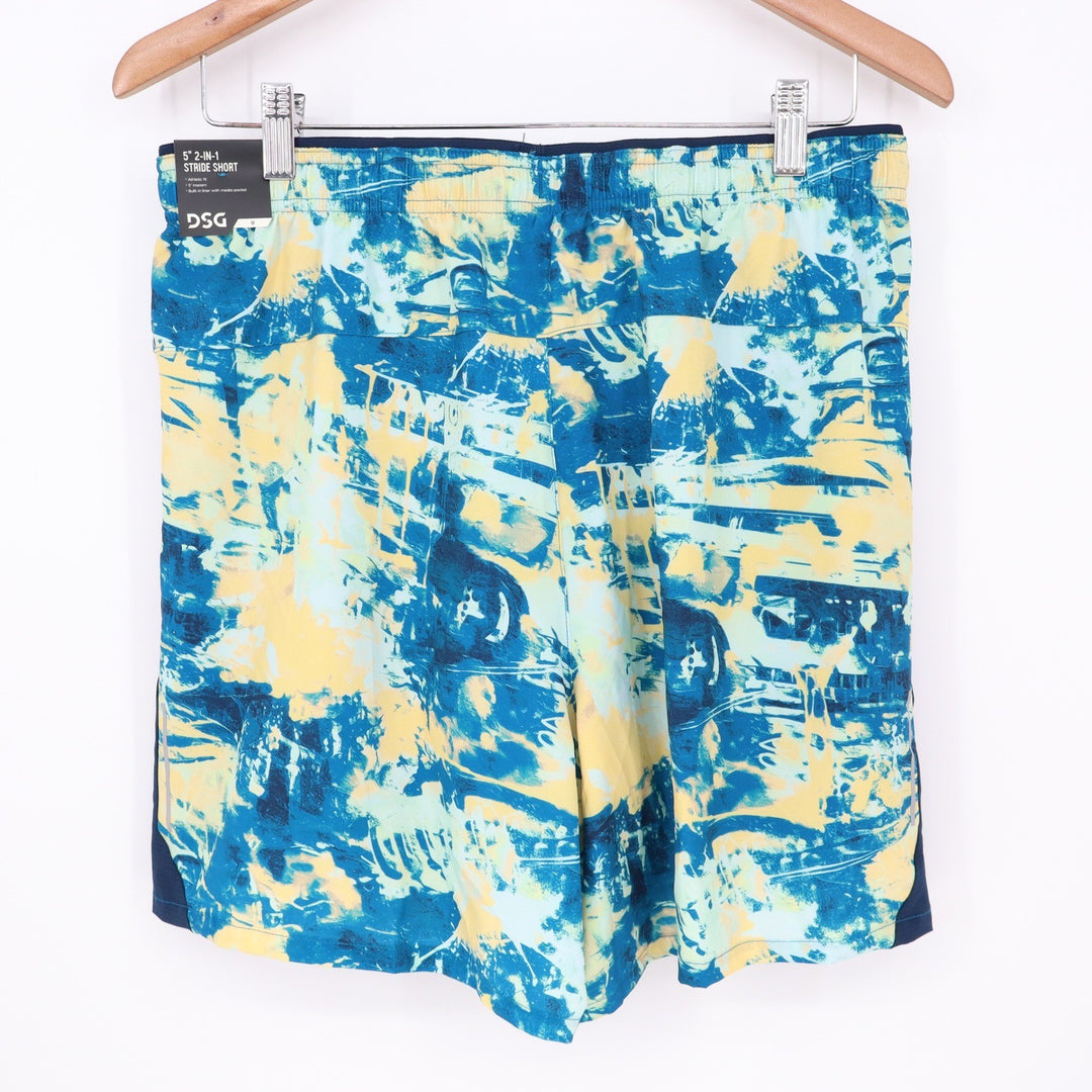DSG Mens 5 Inch 2in1 Stride Short Chaos Blue Gleam Abstract Print Medium