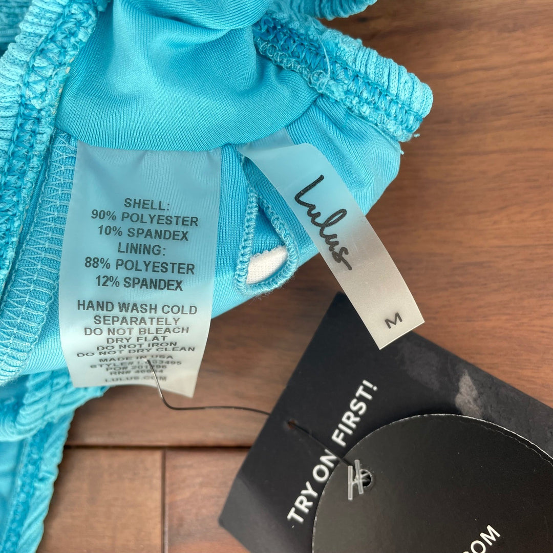 Lulus Airlie Bright Blue Eyelet O-Ring One-Piece Swimsuit Size M