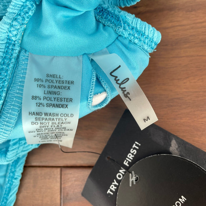 Lulus Airlie Bright Blue Eyelet O-Ring One-Piece Swimsuit Size M