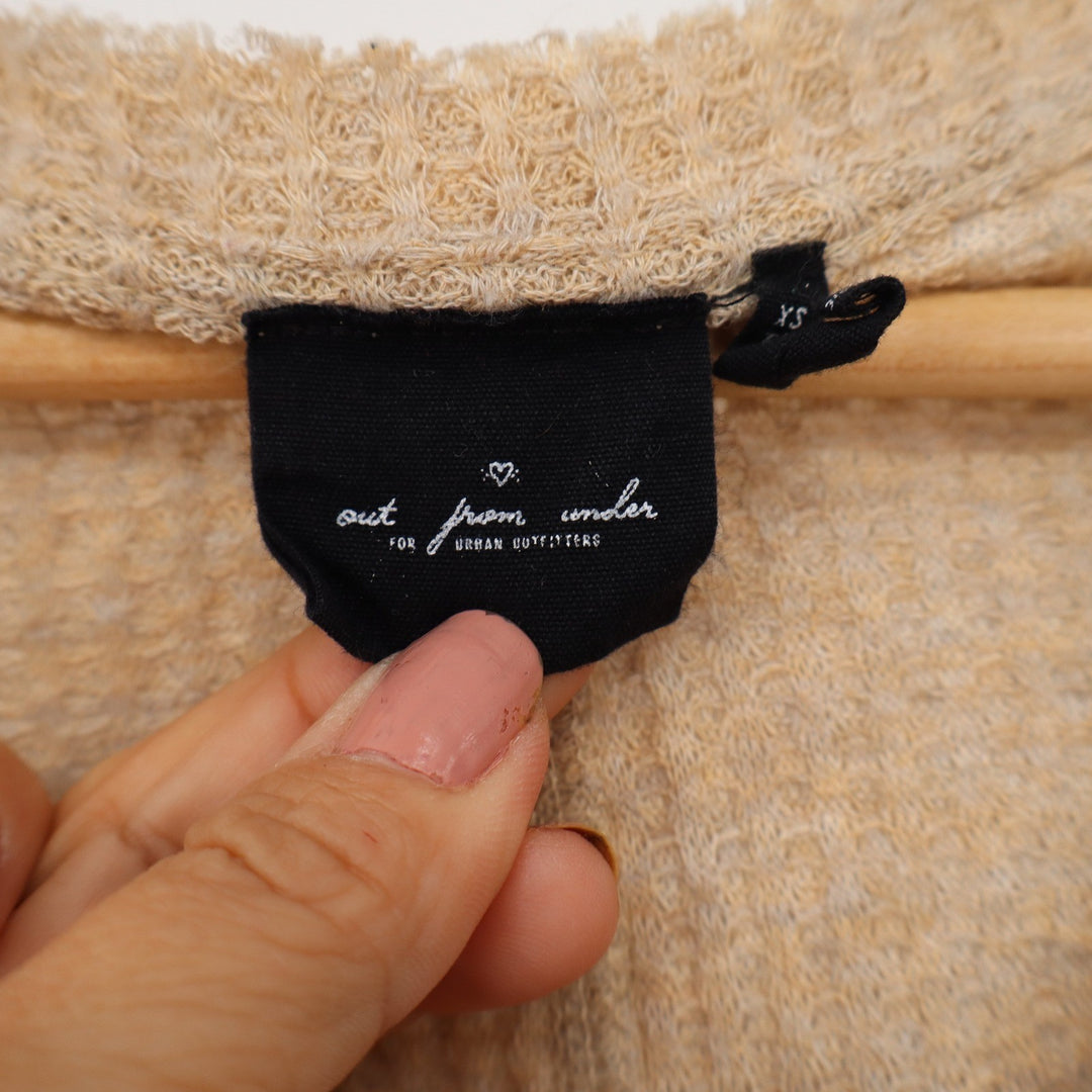 Out From Under Urban Outfitters Waffle Knit Cardigan Beige XS Oversized Thermal